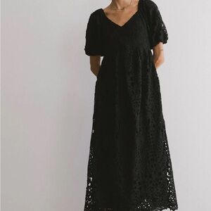 EUC Bohme “Devon” Eyelet Lace Maxi Dress in Black